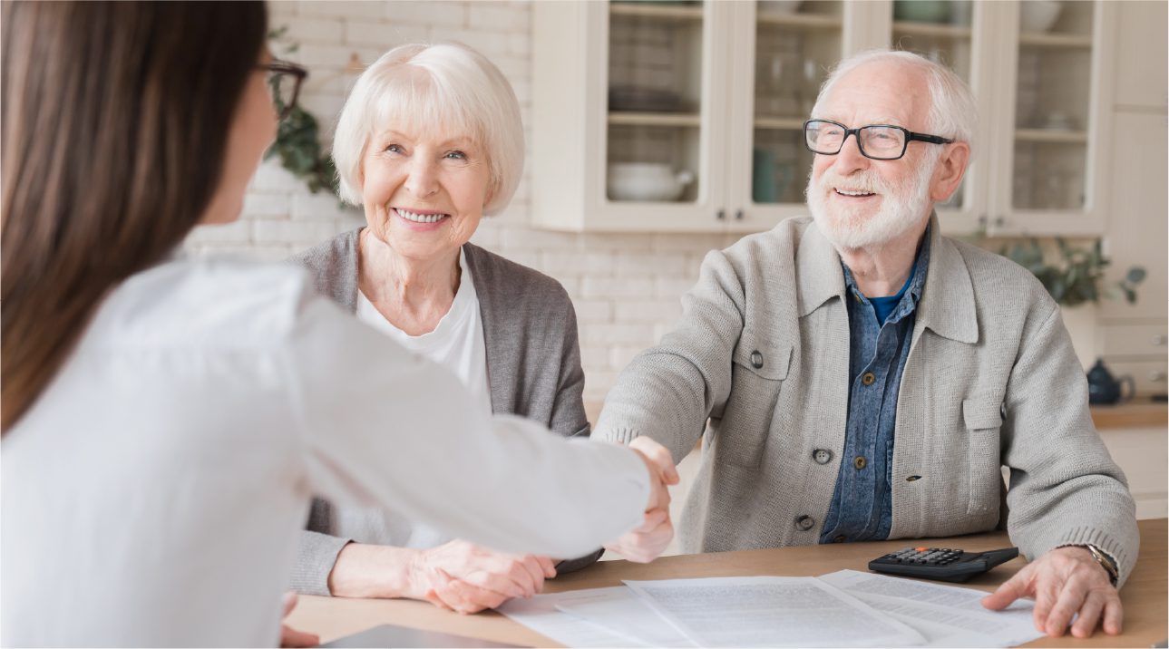 Elder law attorney meeting with clients
